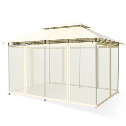 10 Feet x 13 Feet Tent Canopy, Removable Netting Sidewall, Beige Gazebos at Gallery Canada