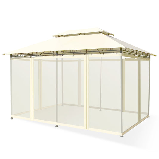 10 Feet x 13 Feet Tent Canopy Shelter with Removable Netting Sidewall, Beige Gazebos Beige at Gallery Canada