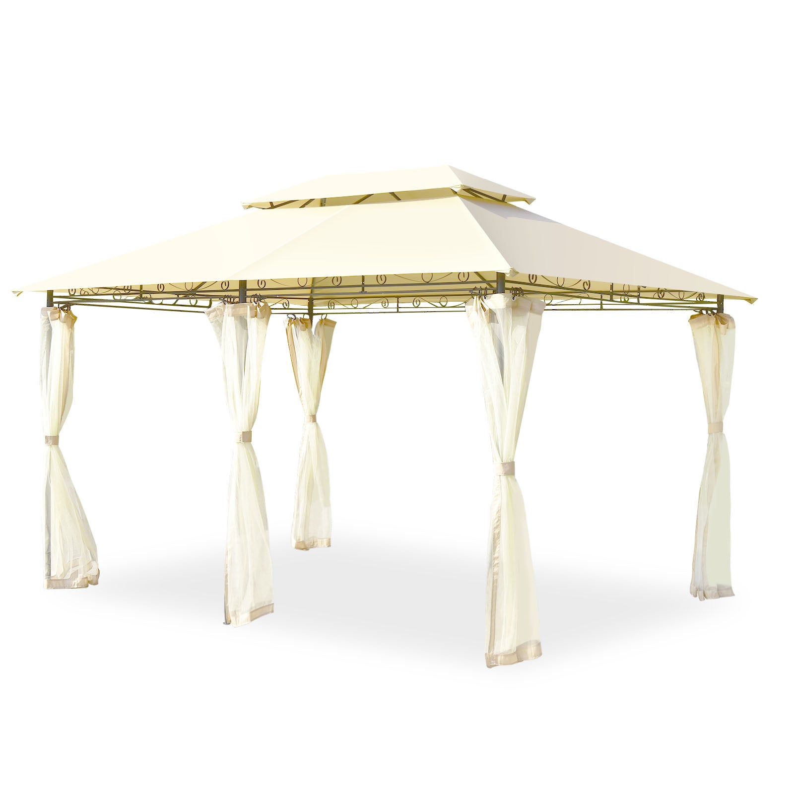 10 Feet x 13 Feet Tent Canopy Shelter with Removable Netting Sidewall, Beige Gazebos at Gallery Canada