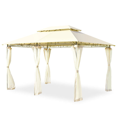 10 Feet x 13 Feet Tent Canopy Shelter with Removable Netting Sidewall, Beige Gazebos at Gallery Canada