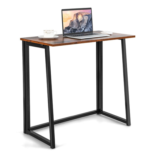 31 Inch Space-saving Folding Computer Desk for Home Office, Rustic Brown at Gallery Canada