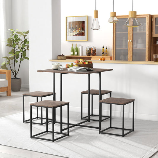 5 Piece Dining Table Set with 4 Stools, Gray - Gallery Canada