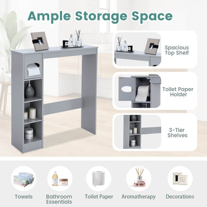Wooden Over the Toilet Storage Cabinet Bathroom Space Saver with Paper Holder, Gray - Gallery Canada