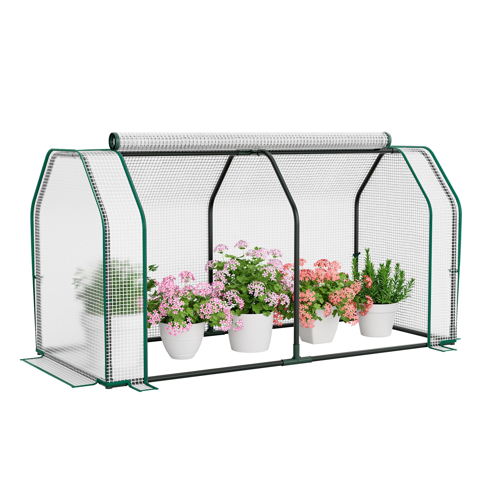 47.5 x 21.5 x 24 Inch Mini Greenhouse with Roll-up Zipper Door, White Greenhouses White at Gallery Canada
