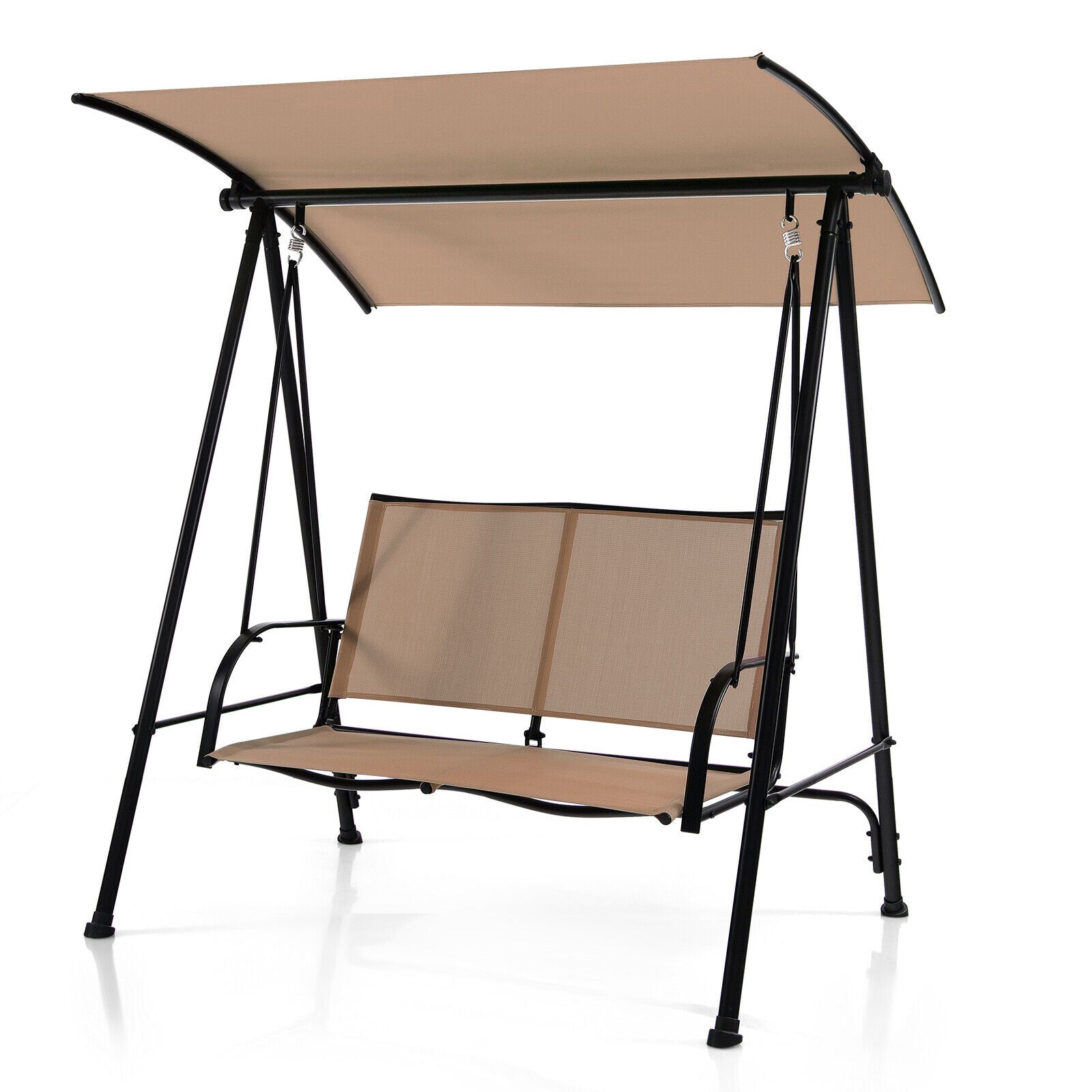 2-Seat Outdoor Canopy Swing, Comfortable Fabric, Heavy-Duty Frame, Beige Porch Swings Beige at Gallery Canada