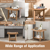 Thumbnail for 2-Tier HDPE Heavy Duty Shower Bench with Handle and Storage Shelf - Gallery View 9 of 10
