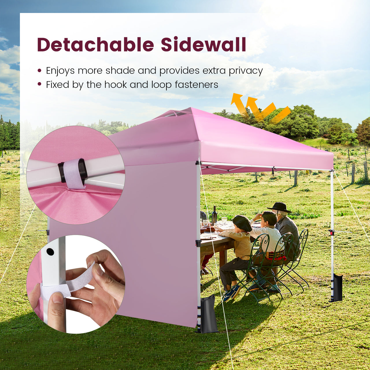 10 x 10 Feet Foldable Commercial Pop-up Canopy with Roller Bag and Banner Strip - Gallery View 3 of 13