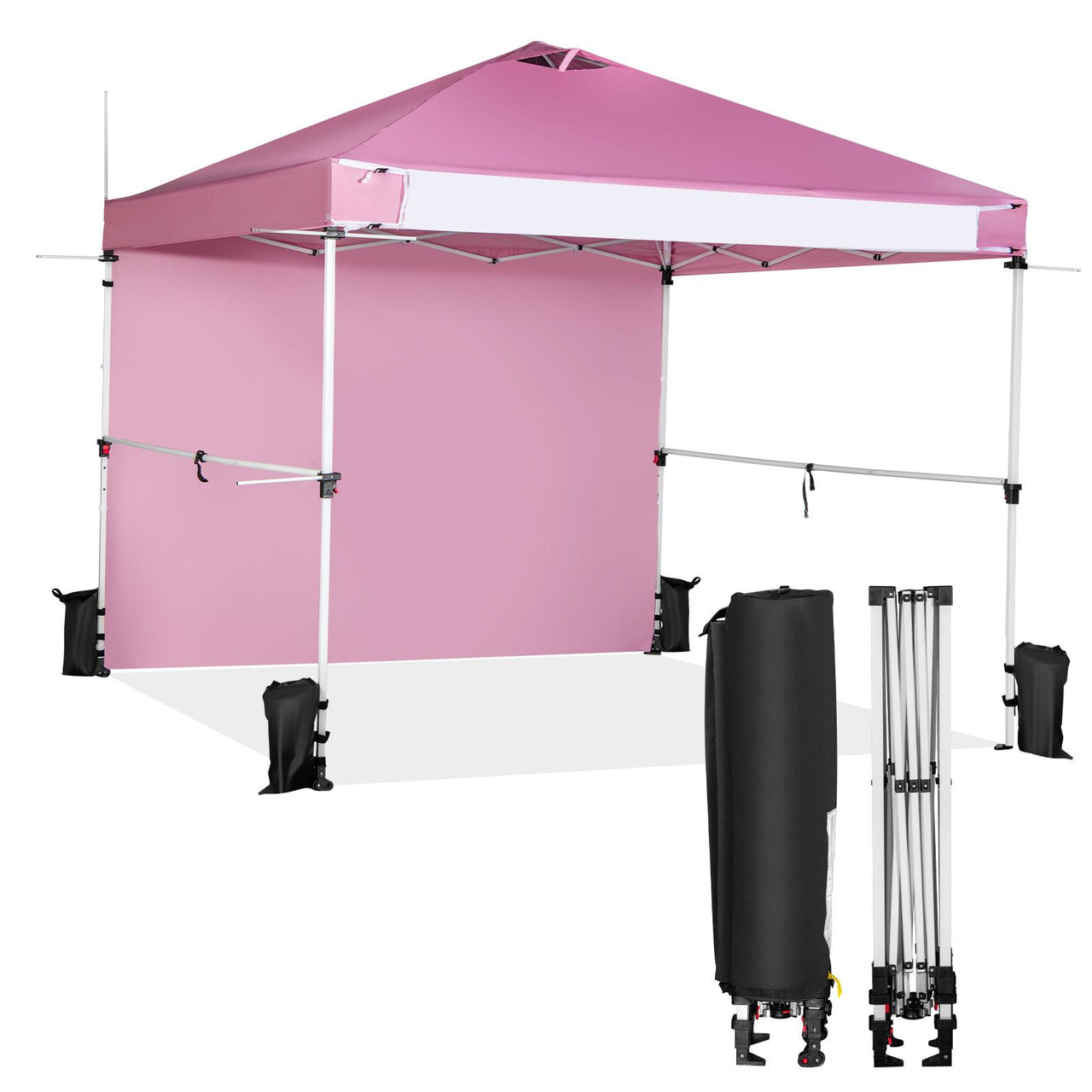 10 x 10 Feet Foldable Commercial Pop-up Canopy with Roller Bag and Banner Strip - Gallery View 8 of 13