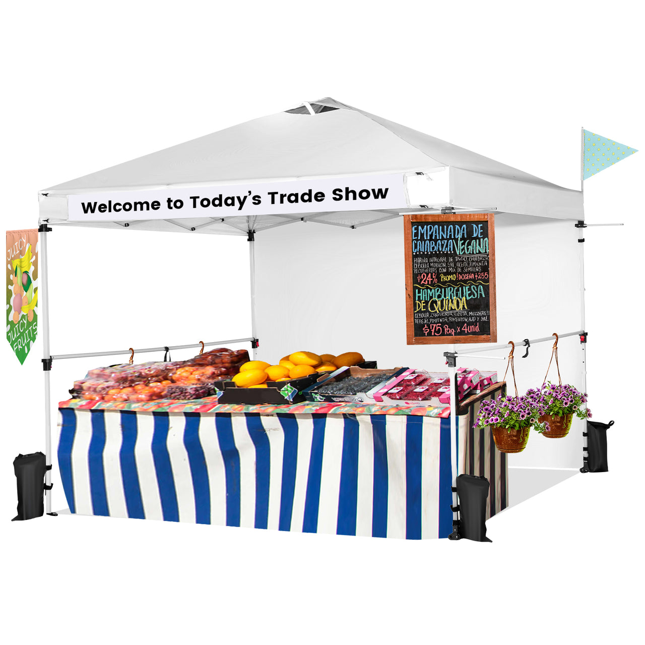 10 x 10 Feet Foldable Commercial Pop-up Canopy with Roller Bag and Banner Strip - Gallery View 9 of 13