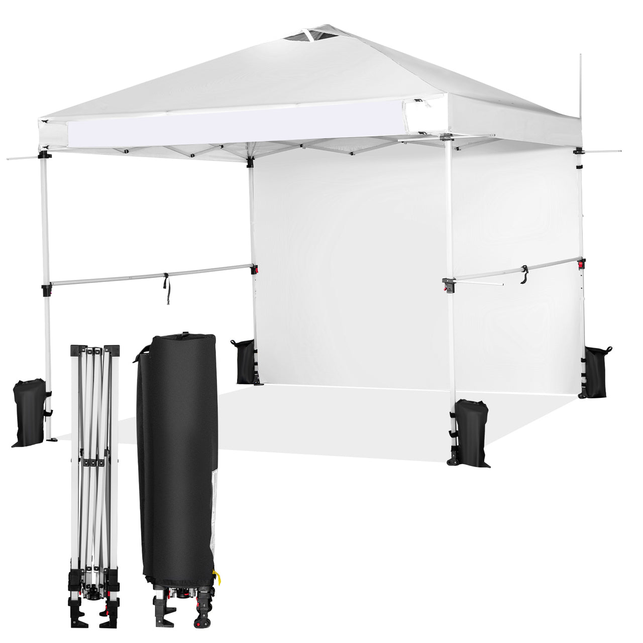 10 x 10 Feet Foldable Commercial Pop-up Canopy with Roller Bag and Banner Strip - Gallery View 8 of 13