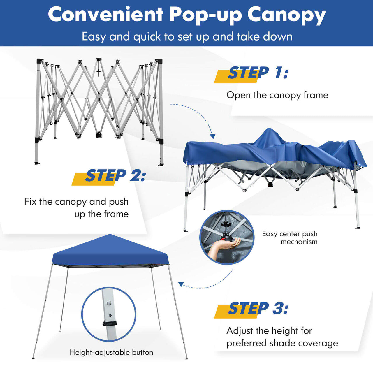 10 x 10 Feet Outdoor Instant Pop-up Canopy with Carrying Bag - Gallery View 5 of 10