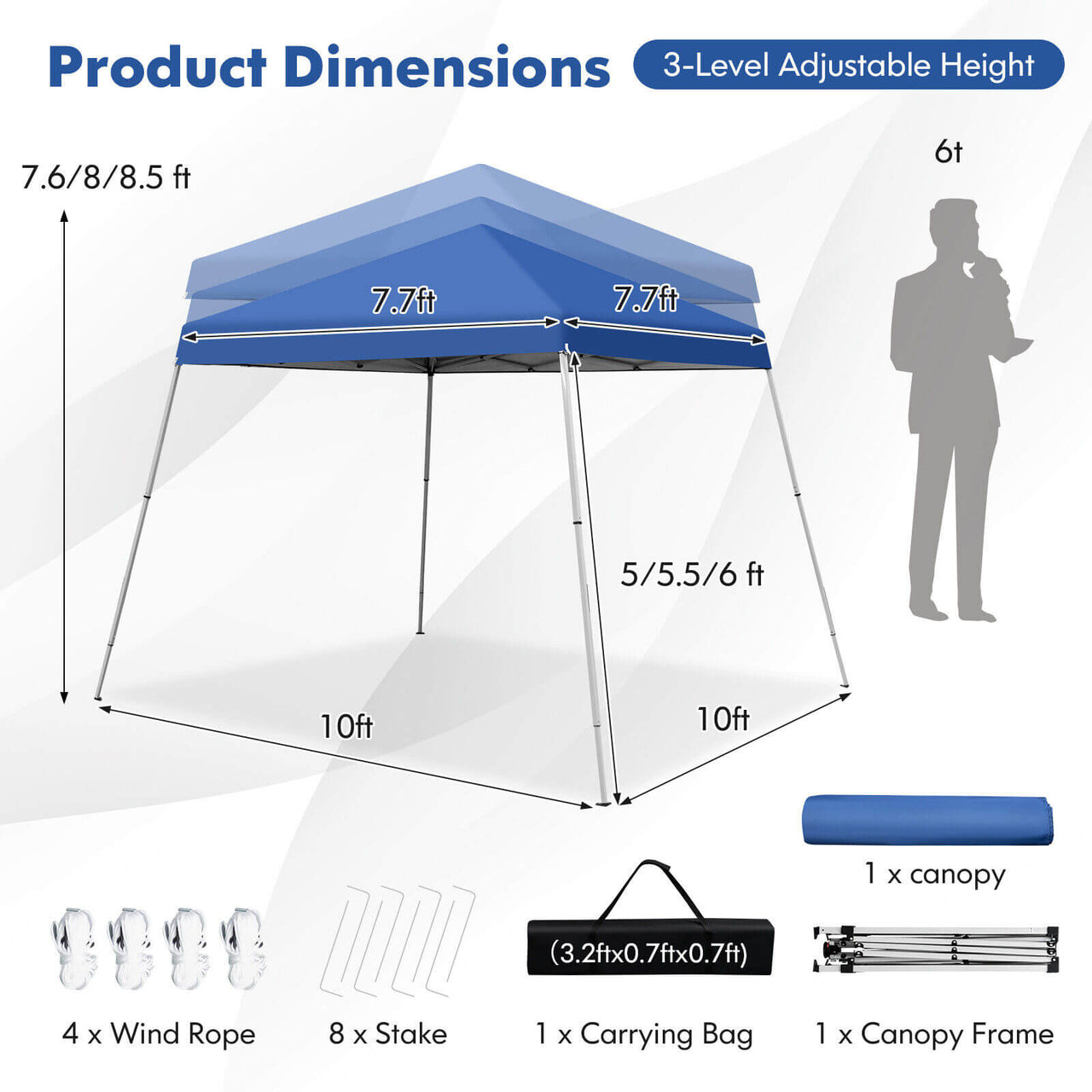 10 x 10 Feet Outdoor Instant Pop-up Canopy with Carrying Bag - Gallery View 4 of 10