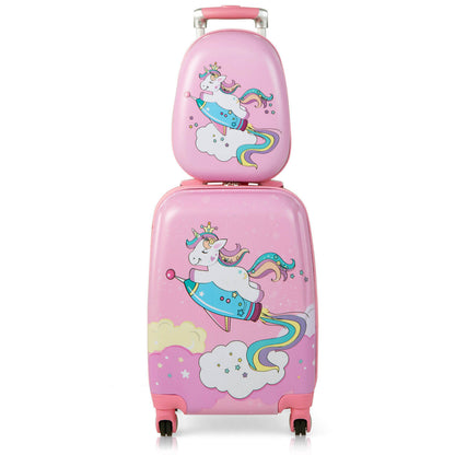 2 Pieces 18 Inch Kids Luggage Set with 12 Inch Backpack, Pink Kids Luggage Pink at Gallery Canada