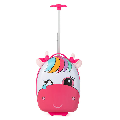 16 Inch Kids Rolling Luggage, 2 Flashing Wheels, Telescoping Handle, Pink
