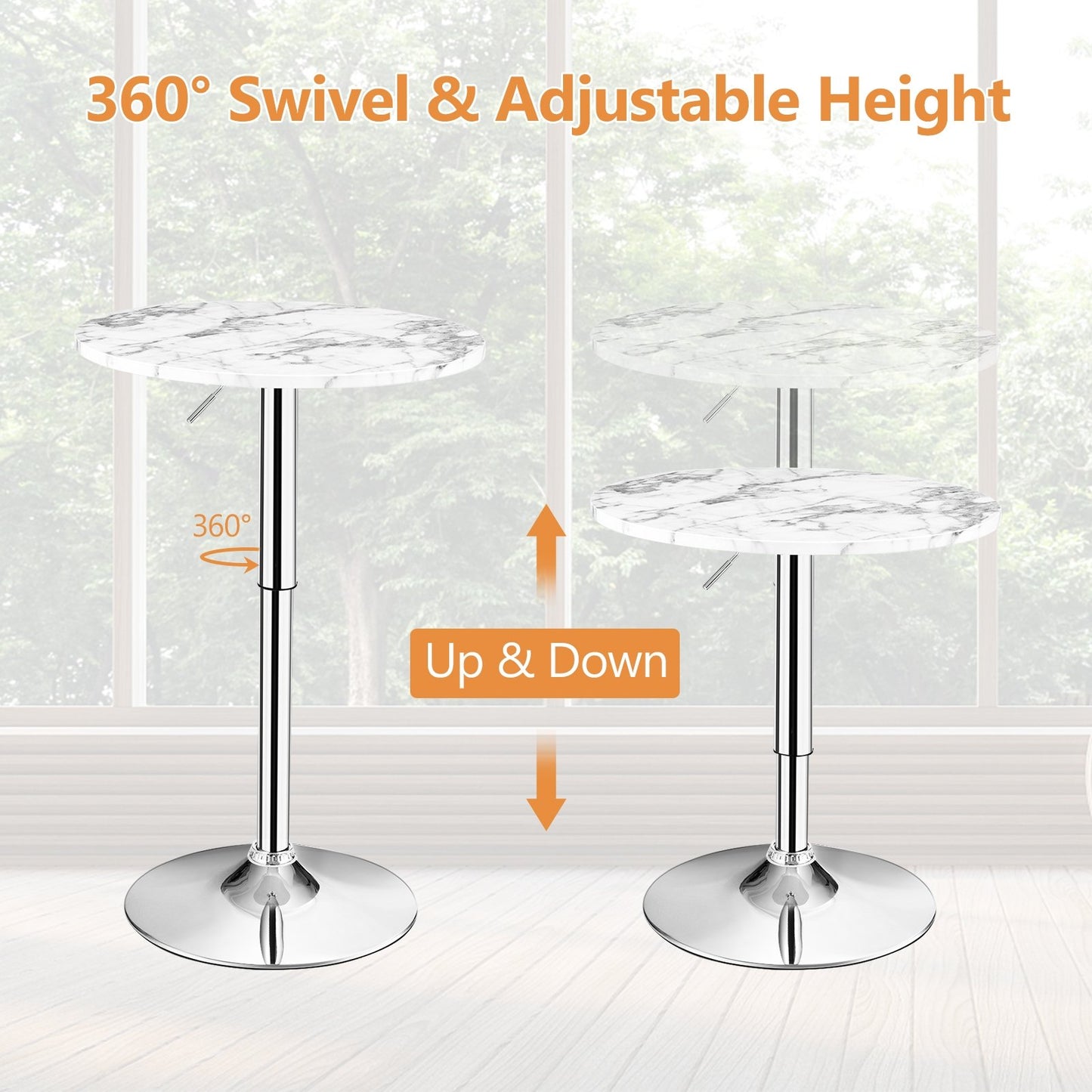 Round Height Adjustable Bistro Bar Table White, White at Gallery Canada