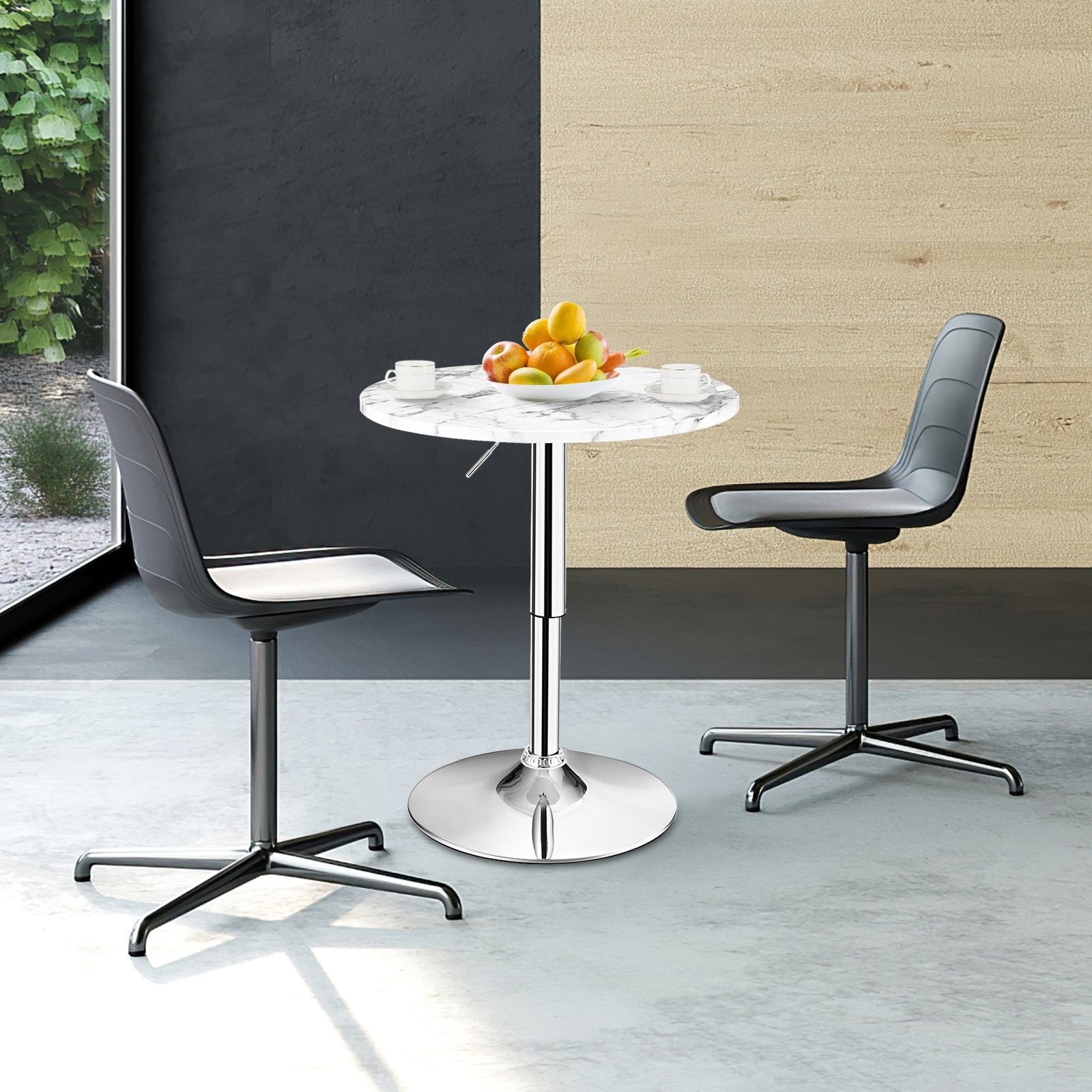 Round Height Adjustable Bistro Bar Table White, White at Gallery Canada