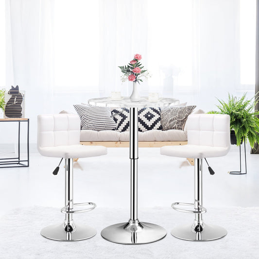Round Height Adjustable Bistro Bar Table White, White - Gallery Canada
