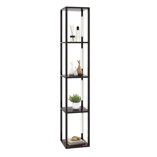 64 Inches Floor Lamp, 3-Level Dimmable LED, Rotatable Poles, Walnut