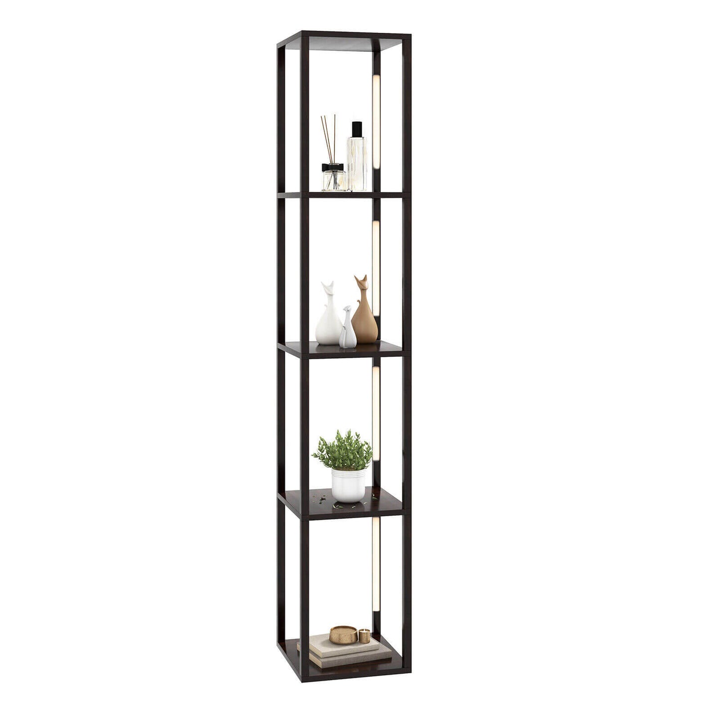 64 Inches Floor Lamp, 3-Level Dimmable LED, Rotatable Poles, Walnut Table & Floor Lamps at Gallery Canada