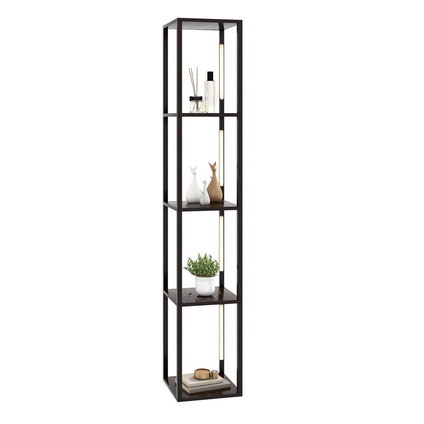 64 Inches Floor Lamp, 3-Level Dimmable LED, Rotatable Poles, Walnut Table & Floor Lamps at Gallery Canada