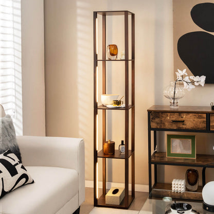 64 Inches Floor Lamp, 3-Level Dimmable LED, Rotatable Poles, Walnut Table & Floor Lamps at Gallery Canada