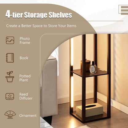 64 Inches Floor Lamp, 3-Level Dimmable LED, Rotatable Poles, Walnut Table & Floor Lamps at Gallery Canada