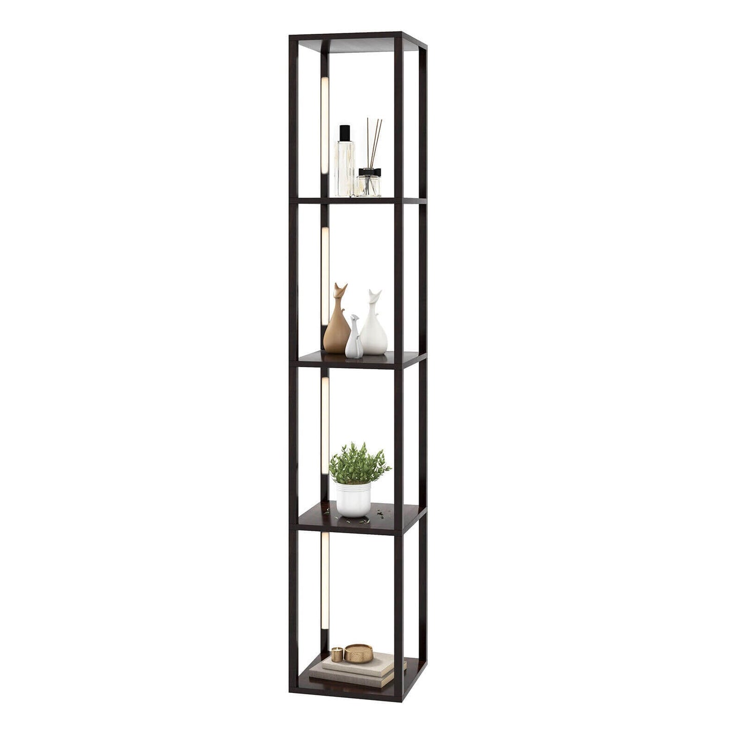 64 Inches Floor Lamp, 3-Level Dimmable LED, Rotatable Poles, Walnut Table & Floor Lamps at Gallery Canada