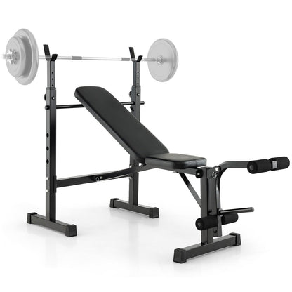 Adjustable Weight Bench and Barbell Rack Set with Weight Plate Post, Black Benches Racks & Bars at Gallery Canada