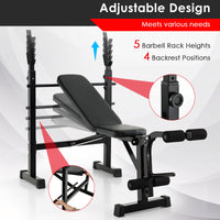 Thumbnail for Adjustable Weight Bench and Barbell Rack Set with Weight Plate Post - Gallery View 5 of 11