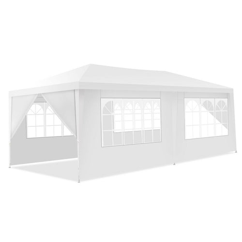 10x20 Feet Canopy Tent, 6 Sidewalls, Carry Bag, White