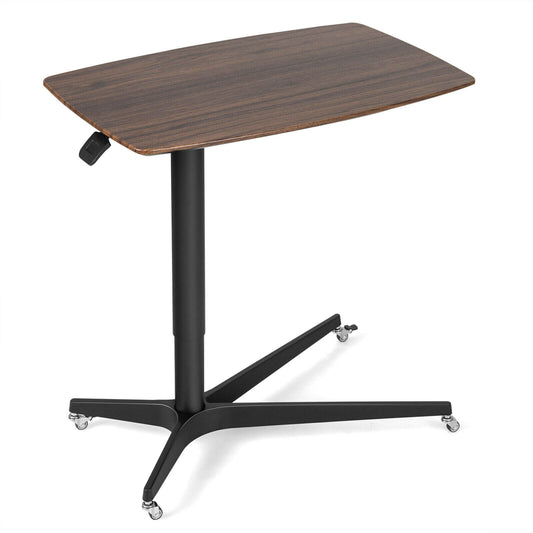 Height Adjustable Mobile Standing Desk with Lockable Wheels, Brown - Gallery Canada