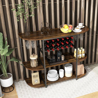 Thumbnail for 47 Inches Wine Rack Table with Glass Holder and Storage Shelves - Gallery View 7 of 11