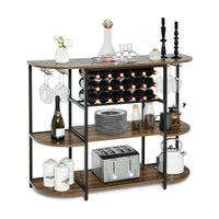 Thumbnail for 47 Inches Wine Rack Table with Glass Holder and Storage Shelves - Gallery View 4 of 11