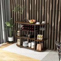 Thumbnail for 47 Inches Wine Rack Table with Glass Holder and Storage Shelves - Gallery View 2 of 11