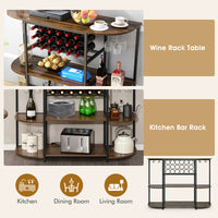 Thumbnail for 47 Inches Wine Rack Table with Glass Holder and Storage Shelves - Gallery View 3 of 11