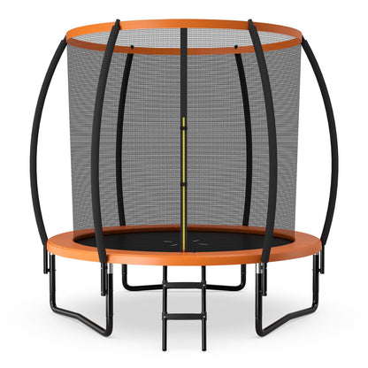 8 Feet ASTM Approved Recreational Trampoline with Ladder, Orange - Gallery Canada