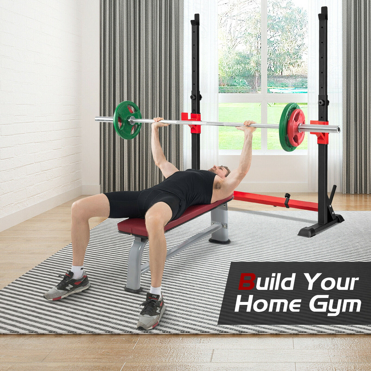 Adjustable Squat Rack Stand for Home Gym Fitness - Gallery View 2 of 10