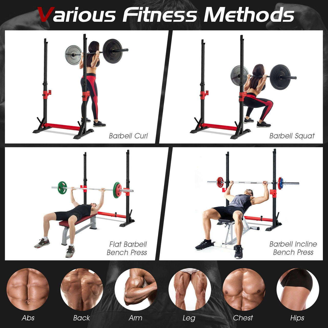 Adjustable Squat Rack Stand for Home Gym Fitness - Gallery View 6 of 10