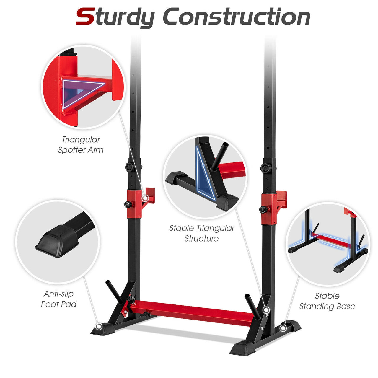 Adjustable Squat Rack Stand for Home Gym Fitness - Gallery View 4 of 10
