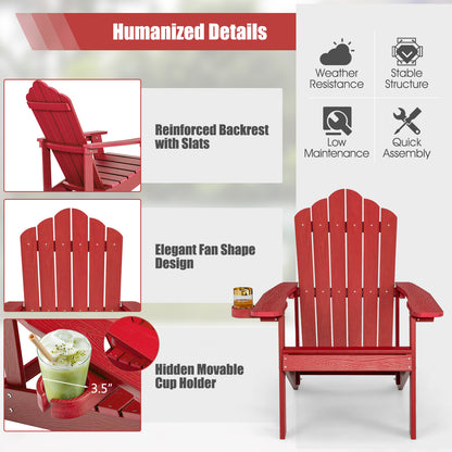 Weather Resistant HIPS Outdoor Adirondack Chair With Cup Holder, Red Adirondack Chairs at Gallery Canada