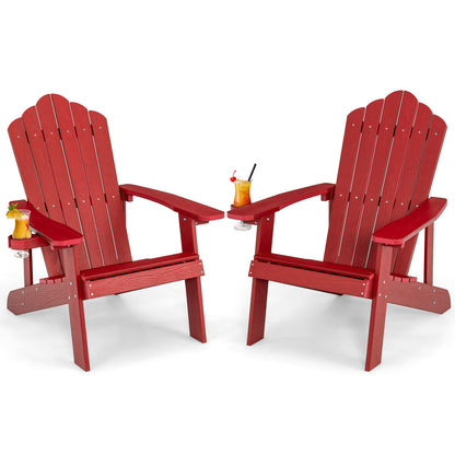Weather Resistant HIPS Outdoor Adirondack Chair With Cup Holder, Red Adirondack Chairs at Gallery Canada