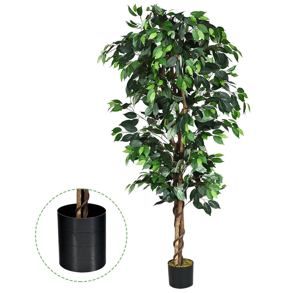 6 Feet Artificial Ficus Silk Tree, Green Faux Plants at Gallery Canada