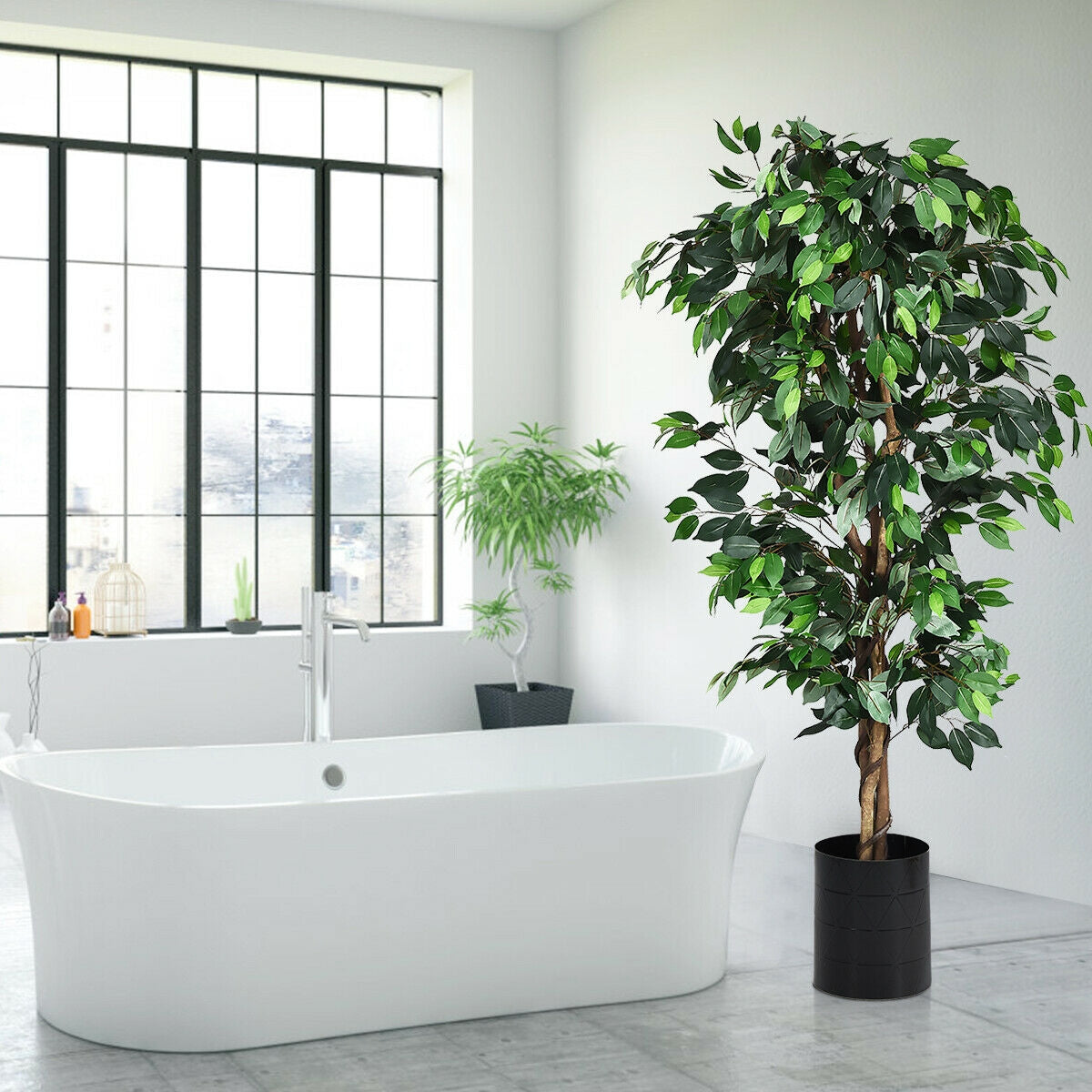 6 Feet Artificial Ficus Silk Tree, Green Faux Plants at Gallery Canada