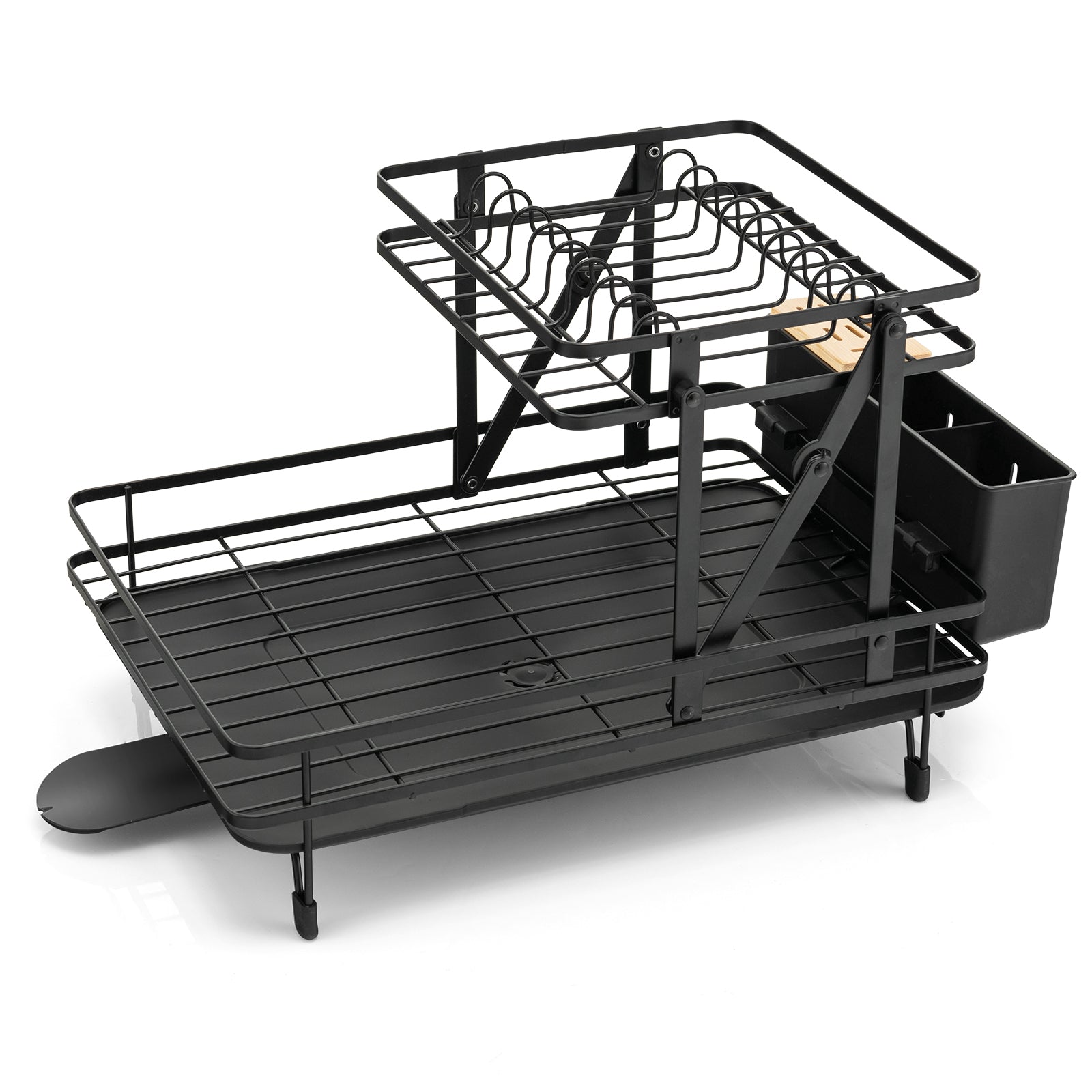 2-Tier Collapsible Dish Rack, Removable Drip Tray, Black Dish Racks Black at Gallery Canada