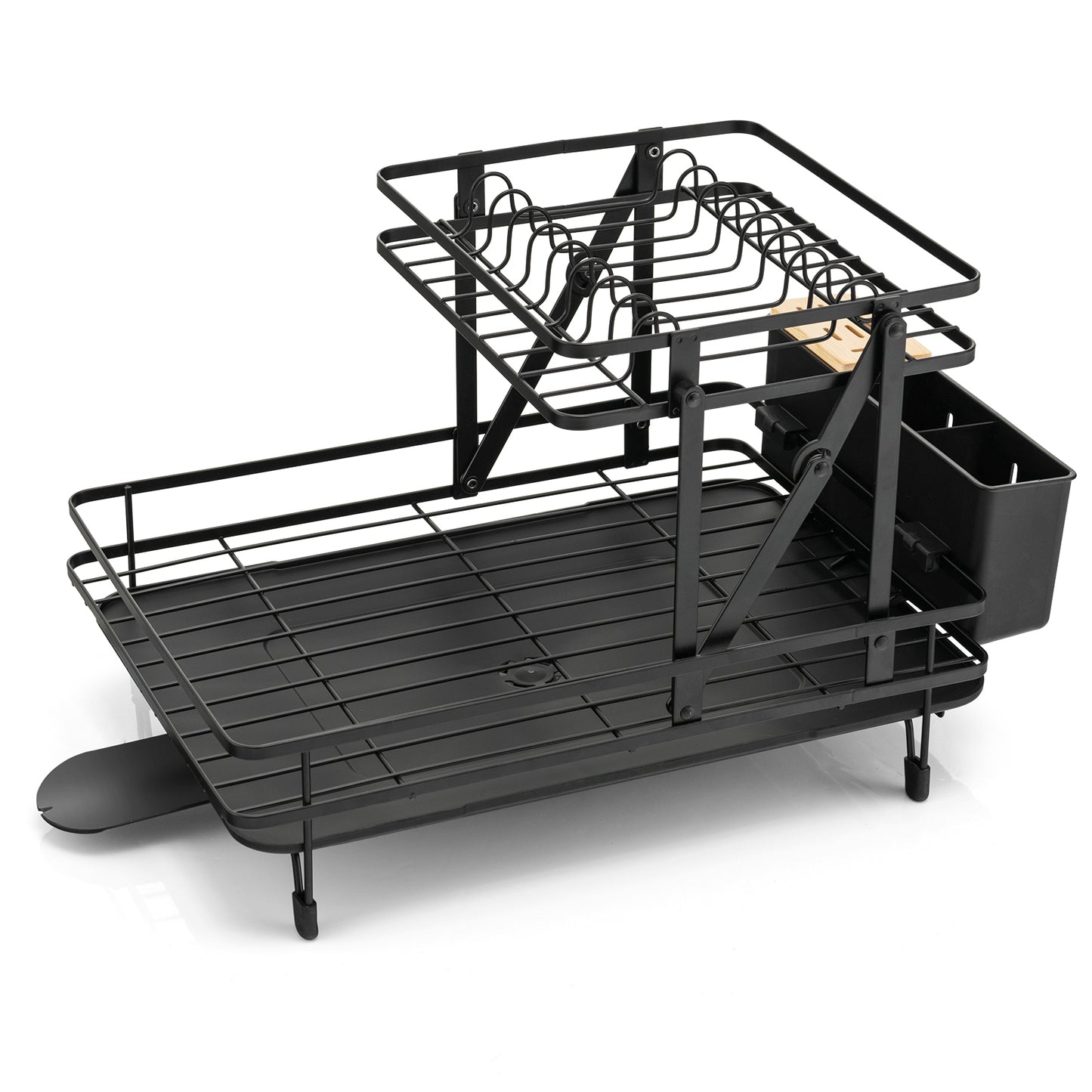 2-Tier Collapsible Dish Rack, Removable Drip Tray, Black Dish Racks Black at Gallery Canada