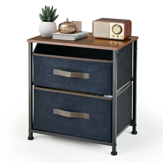 20 Inch Industrial Nightstand, 2 Pull-Out Fabric Drawers, Brown Nightstands Rustic Brown at Gallery Canada