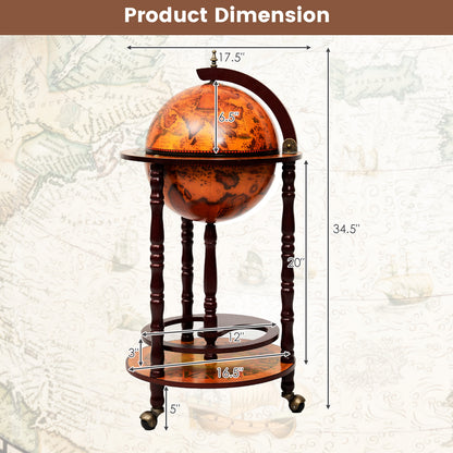 16th Century Wood Globe Wine Bar Stand, Dark Red Wine Racks at Gallery Canada