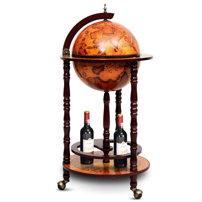 16th Century Wood Globe Wine Bar Stand, Dark Red Wine Racks Dark Red at Gallery Canada
