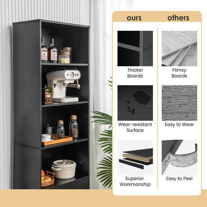 6-Tier Tall Freestanding Bookshelf with 4 Open Shelves and 2 Drawers, Black Bookcases at Gallery Canada