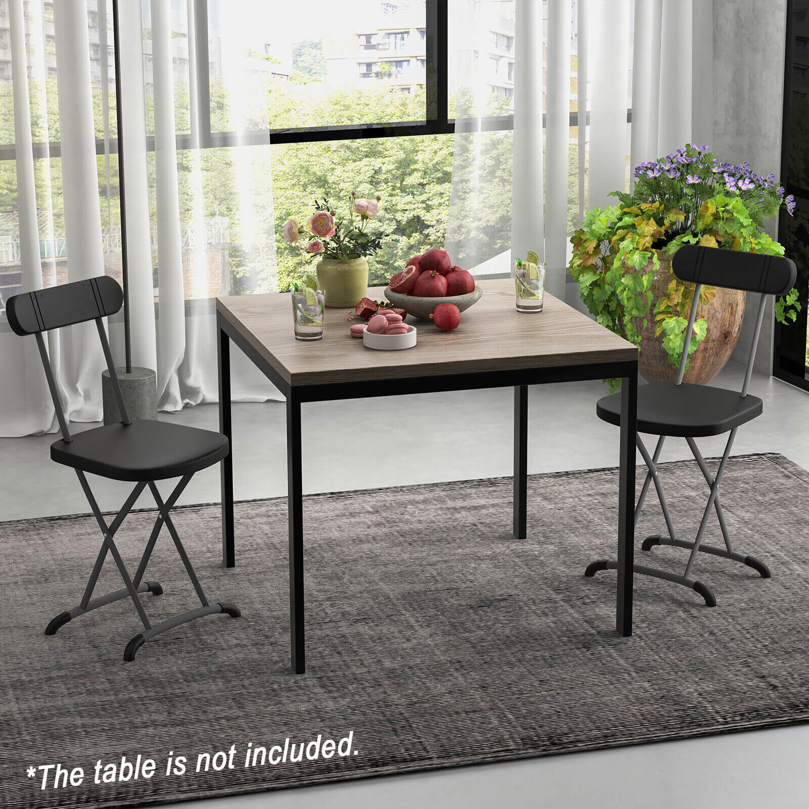 2-Piece Folding Chair Set, Sturdy Frame, Ergonomic Backrest, Black Patio Dining Chairs at Gallery Canada